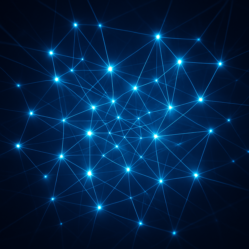 Flat star-like constellation of glowing network nodes