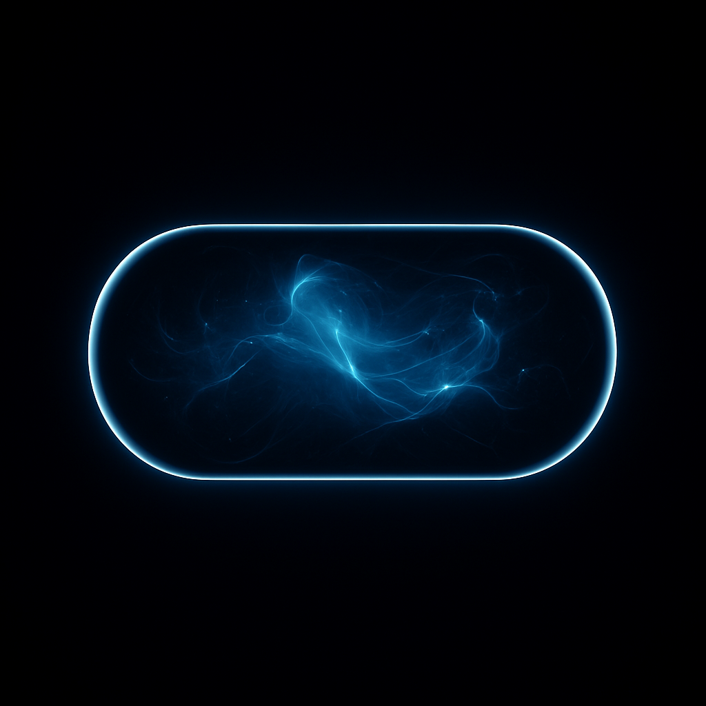 Abstract capsule illustration with glowing plasma